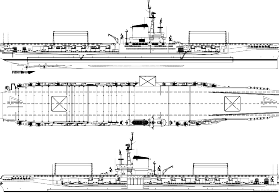 Авианосец USS CV-41 Midway 1945 [Aircraft Carrier] - чертежи, габариты, рисунки